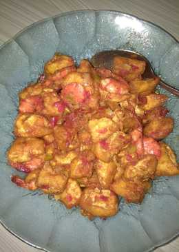 Udang balado tahu kulit