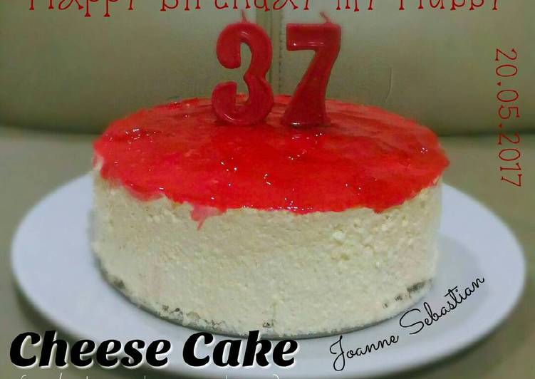 cara membuat Unbaked Cheese Cake (w/ Strawberry Jam)