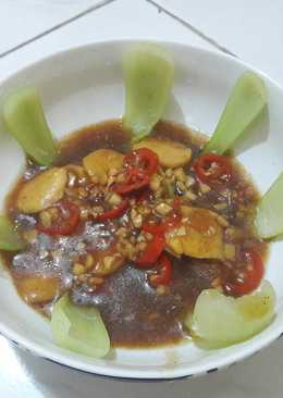 Pokcoy siram bakso ayam saos tiram praktis enak