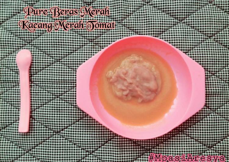 resep Mpasi 6m+ : Pure Beras Merah Kacang Merah Tomat