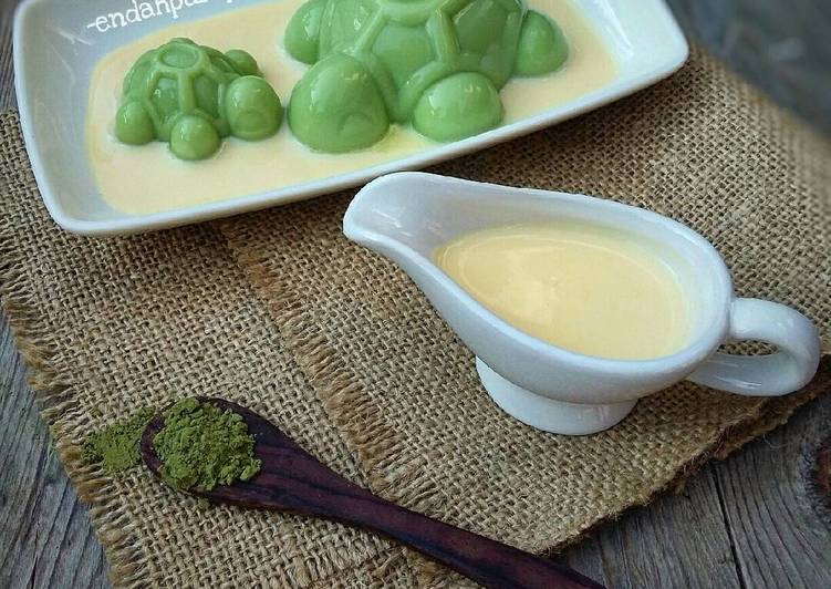 Resep Matcha Pudding with Vanilla Sauce - Endah Palupi