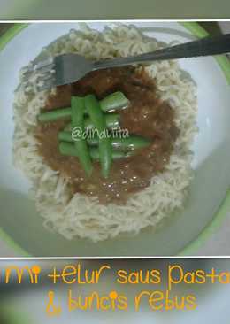 Mi Telur Saus Pasta + Buncis Rebus