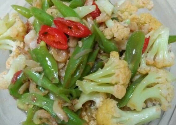 resep Tumis Buncis Bunga Kol dengan Ebi