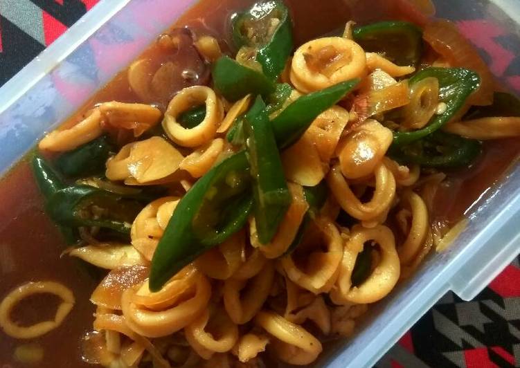 resep lengkap untuk Cumi Cabai Hijau #kostmade