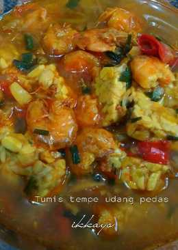 Tumis tempe udang pedas