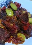 Dendeng kering balado pete