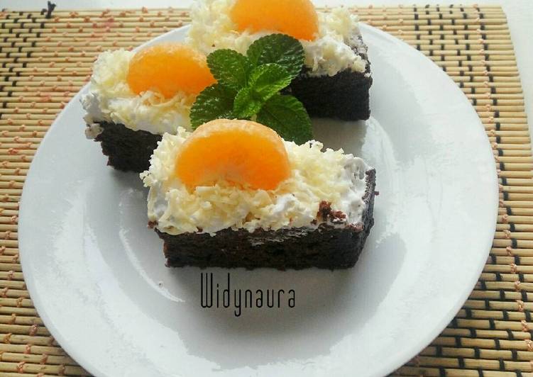 Resep Brownies kukus toping keju #pr_adakejunya By Widynaura
