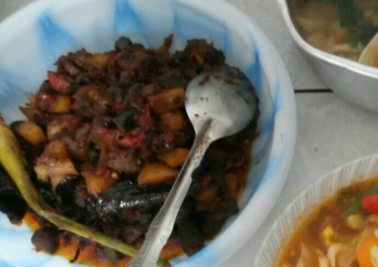 resep Krengsengan hati ayam + kentang pedas