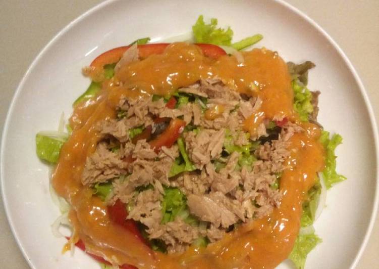 cara membuat Tuna salad with thousand island sauce