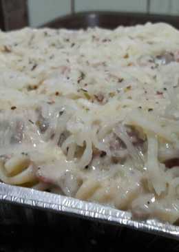 Fusili carbonara with zukini
