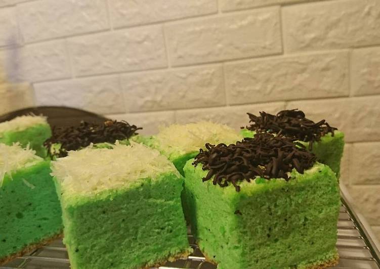 cara membuat Pandan ogura cake