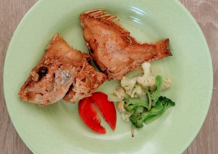 cara membuat Ikan kakap merah goreng (MPASI 1y+)