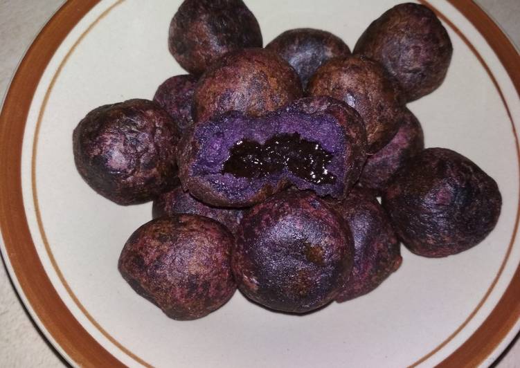 gambar untuk cara membuat Bola-bola ubi ungu