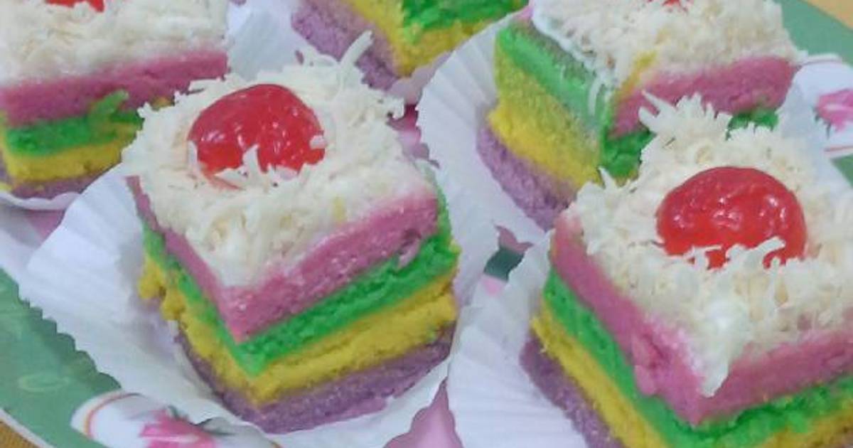 Resep Rainbow cake irit, enak