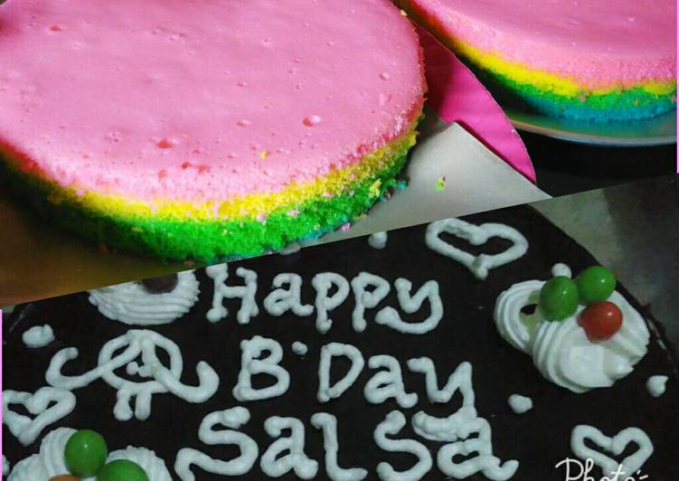 Resep B'day cake Rainbow - Salsa Dina Nabilla