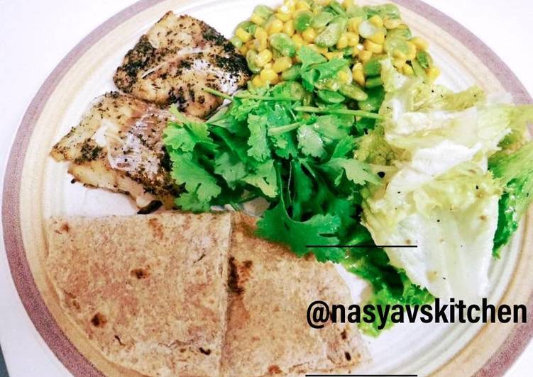 resep masakan Ikan Bakar dgn Tortilla Keju & Salad