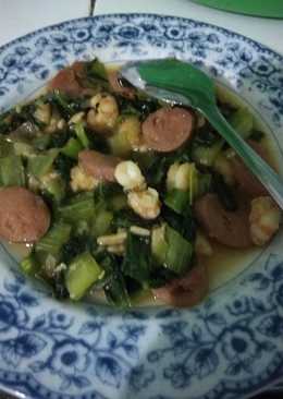 Cah sawi sosdang (sosis udang)