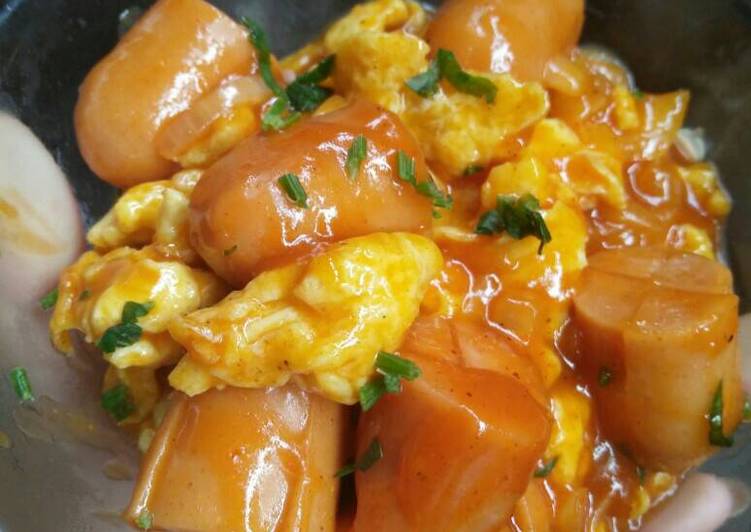 resep BBQ Sausages & Scrambled Eggs