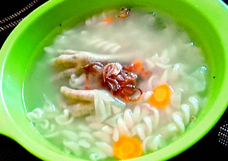 resep lengkap untuk Sup ceker ayam makaroni sederhana