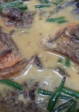 Ikan bawal Kacang panjang di santan