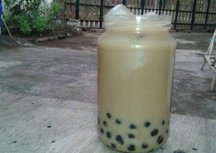 bahan dan cara membuat Cenchu naicha / bubble pearl milk tea