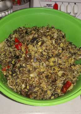Oseng jantung pisang+telur