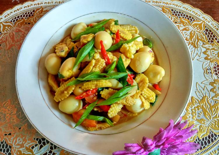 Resep Oseng telur puyuh pete + jagung muda - mamanaresh