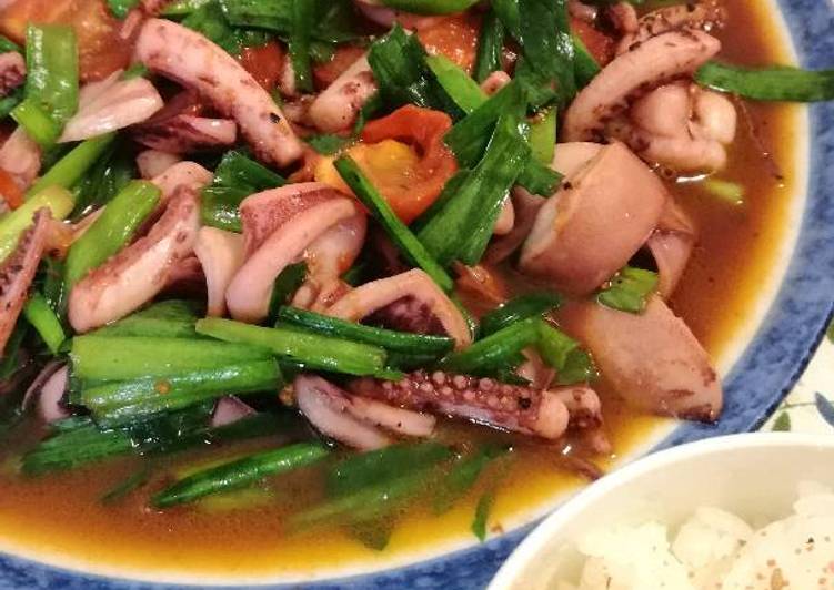 resep makanan Cumi tumis kucai