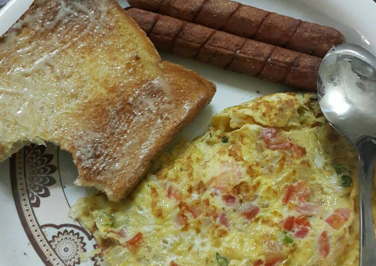 cara membuat Omelet & Toast for Breakfast