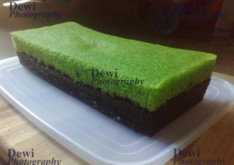 resep Brownies Kukus Coklat Pandan Empuk & Cepat