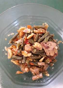 Tumis kacang panjang, jagung muda dan tempe