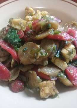 Tempe, sosis, baso cabe ijo