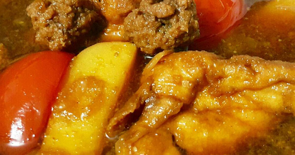 Resep Semur  Kuah Isi Bola Daging Tahu Coklat dan Kentang 