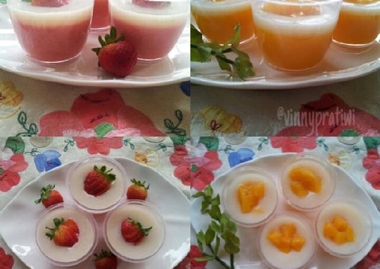 resep makanan Puding Strawberry Vs Puding Mangga