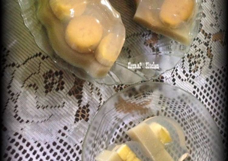 resep lengkap untuk Pudding pisang lapis