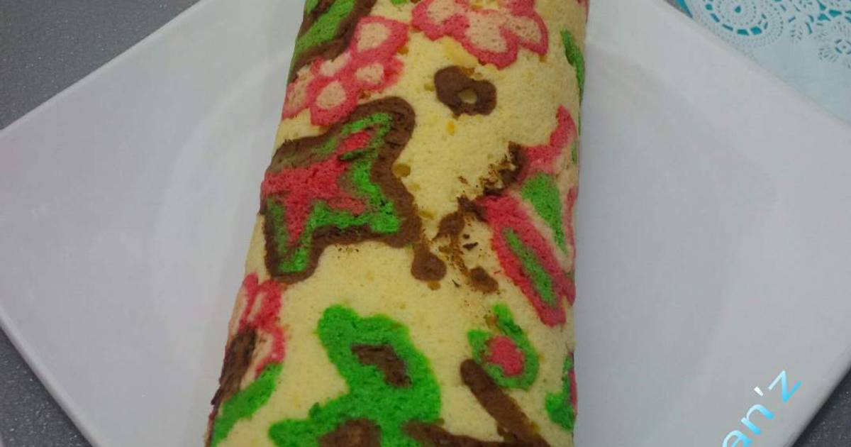 Resep Roll Cake MB (motif bunga)