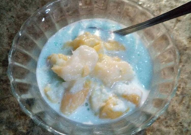 Resep Tape singkong kuah susu Segar rasa vanilla blue Kiriman dari Yuli