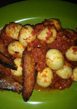 Balado telor puyuh ikan Cue