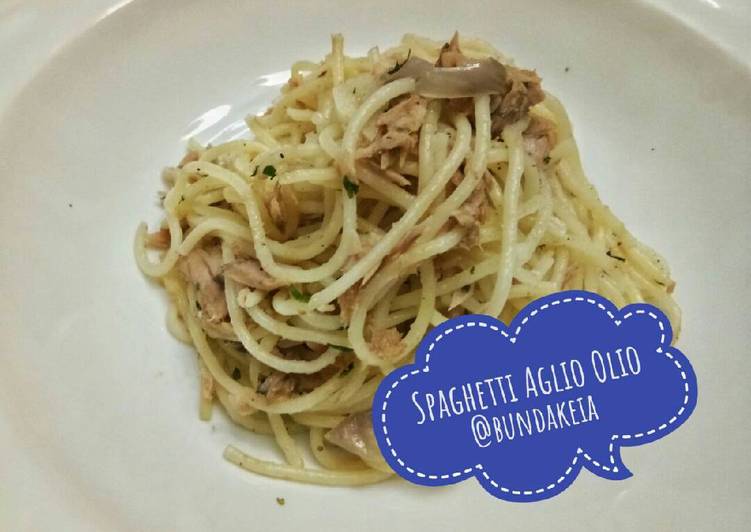 resep lengkap untuk Spaghetti Aglio Olio Tuna ala bundakeia