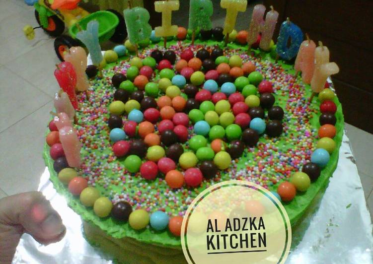 cara membuat Kue ulang tahun pandan