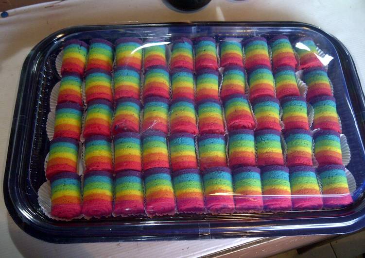 gambar untuk cara membuat Mini Rainbow Roll Cake