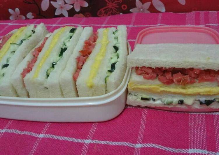 bahan dan cara membuat Sandwich tiga warna ala korea (samsaek sandwich)