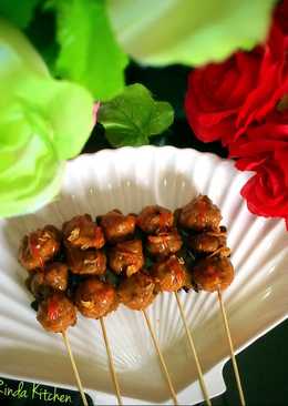 Sate bakso goreng bumbu pecel (enak, b'fast super kilattt)ðŸ¡