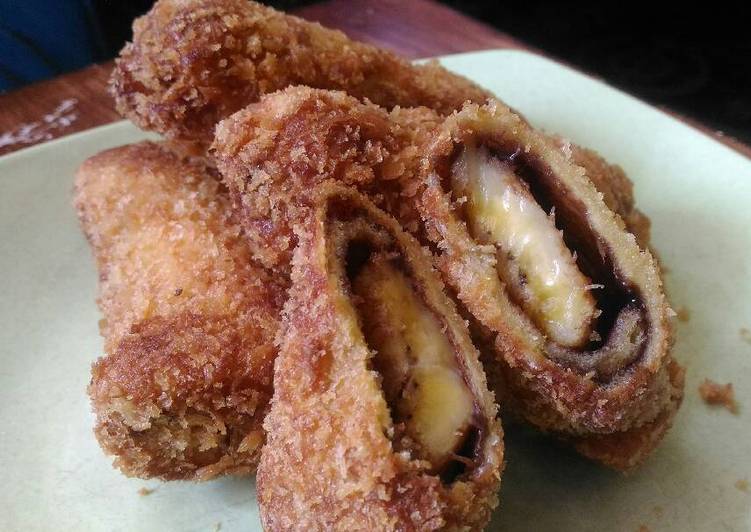 resep lengkap untuk Roti tawar pisang gulung coklat