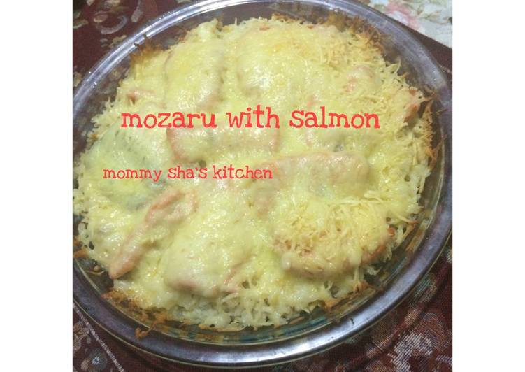 resep Baked rice cheese (mozaru) with salmon