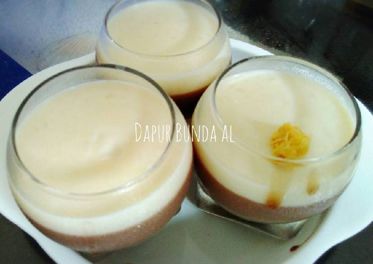 cara membuat Puding coklat & vla vanilla