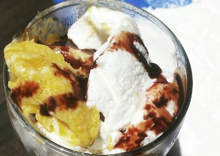 cara membuat Vanila & mango ice cream