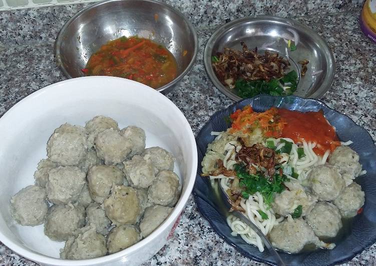 resep makanan Bakso no baking soda, tetap kenyal :)