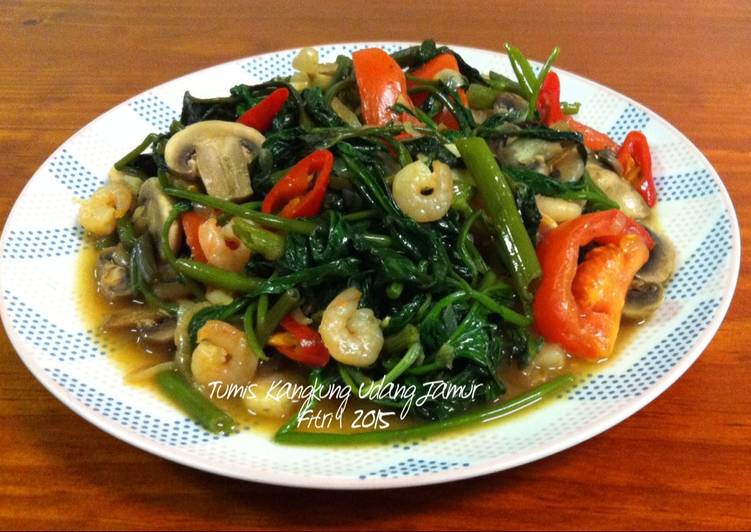 gambar untuk resep Tumis Kangkung Udang Jamur