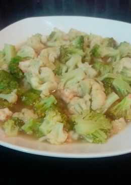 Tumis udang brokoli kembang kol